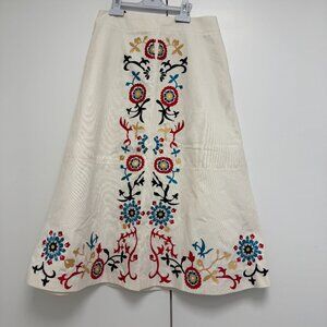 Alice + Olivia Cotton Embroidered Midi Skirt